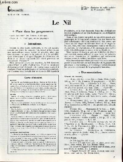 Le Nil - Gographie documents pour la classe n120 11-10-62.