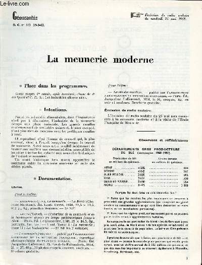 La meunerie moderne - Gographie documents pour la classe n113 29-3-62.
