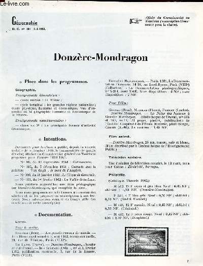 Donzre-Mondragon - Gographie documents pour la classe n111 1-3-1962.