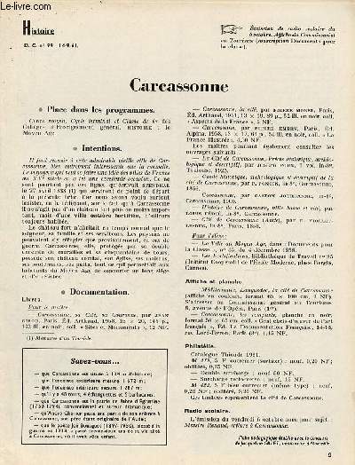 Carcassonne - Histoire documents pour la classe n99 14-9-61.