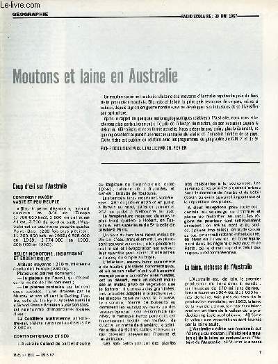 Moutons et laine en Australie - Gographie documents pour la classe n211 25-5-67.