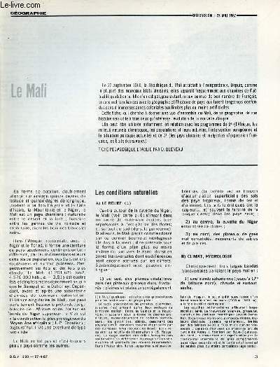 Le Mali - Gographie documents pour la classe n209 27-4-67.
