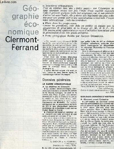 Clermont-Ferrand - Gographie conomique textes et documents pour la classe n19 6 juin 1968.