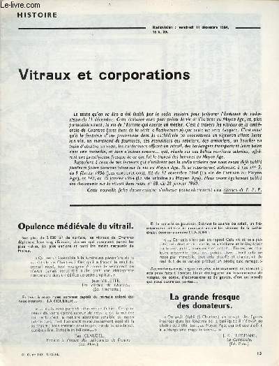 Vitraux et corporations - Histoire documents pour la classe n162 3-12-64.