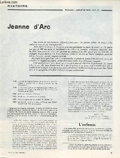 Jeanne d'Arc - Histoire documents pour la classe n166 28-1-65.