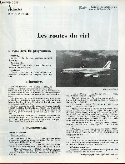 Les routes du ciel - Actualits documents pour la classe n127 17-1-63.