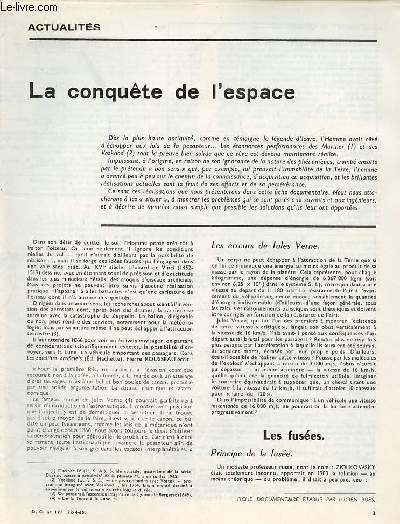 La conqute de l'espace - Actualits documents pour la classe n171 22-4-65.