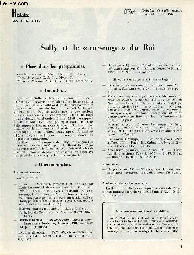 Sully et le mesnage du Roi - Histoire documents pour la classe n132 28-3-63.