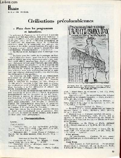 Civilisations prcolombiennes - Histoire documents pour la classe n120 11-10-62.
