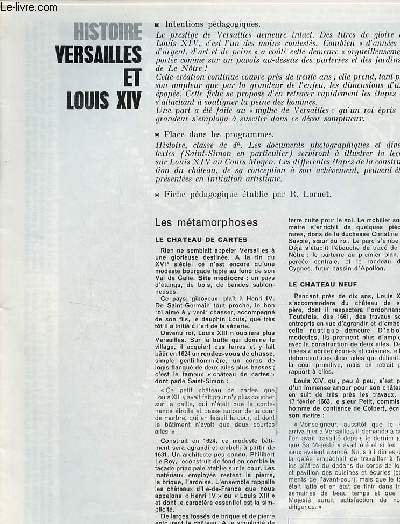 Versailles et Louis XIV - Histoire textes et documents pour la classe n32 27 fvrier 1969 -
