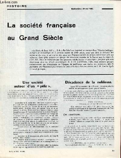 La socit franaise au Grand Sicle - Histoire documents pour la classe n172 6-5-65.