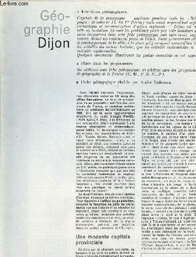 Dijon - Gographie textes et documents pour la classe n16 25 avril 1968.