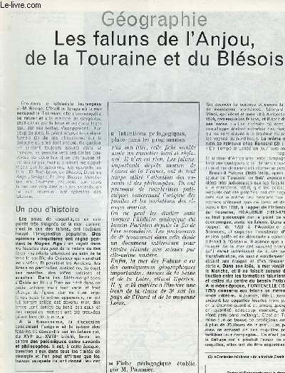Les faluns de l'Anjou, de la Touraine et du Blsois - Gographie textes et documents pour la classe n15 28 mars 1968.