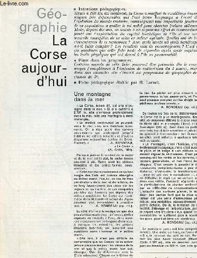 La Corse aujourd'hui - Gographie textes et documents pour la classe n14 14 mars 1968.