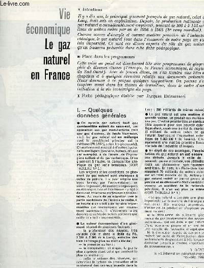 Le gaz naturel en France - Vie conomique textes et documents pour la classe n10 18 janvier 1968.