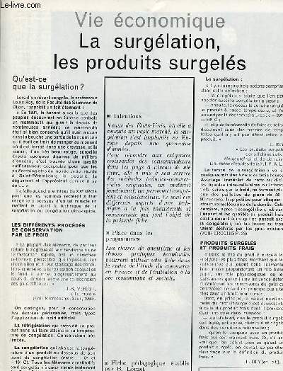 La surglation les produits surgels - Vie conomique textes et documents pour la classe n10 18 janvier 1968.