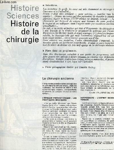 Histoire de la chirurgie - Histoire sciences textes et documents pour la classe n22 24 octobre 1968 -