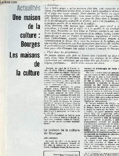 Une maison de la culture : Bourges les maisons de la culture - Actualits textes et documents pour la classe n5 9 novembre 1967.