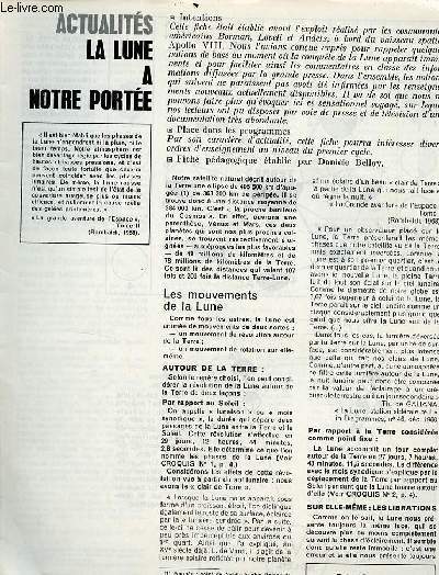 La lune  notre porte - Actualits textes et documents pour la classe n30 30 janvier 1969.