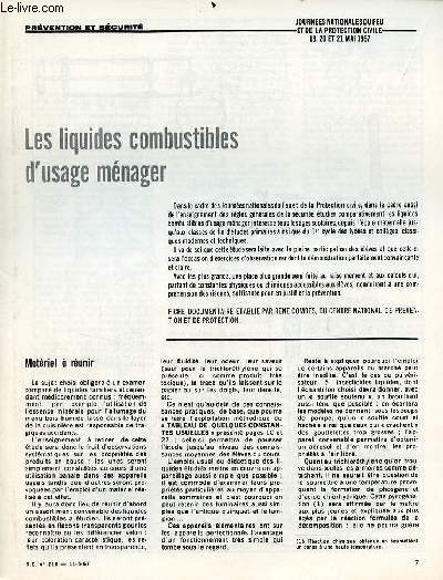 Les liquides combustibles d'usage mnager - Prvention et scurit documents pour la classe n210 11-5-67.