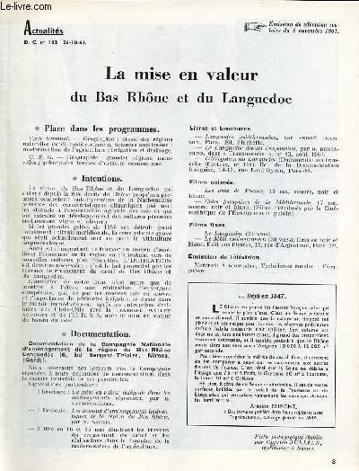 La mise en valeur du Bas Rhne et du Languedoc - Actualits documents pour la classe n102 26-10-61.