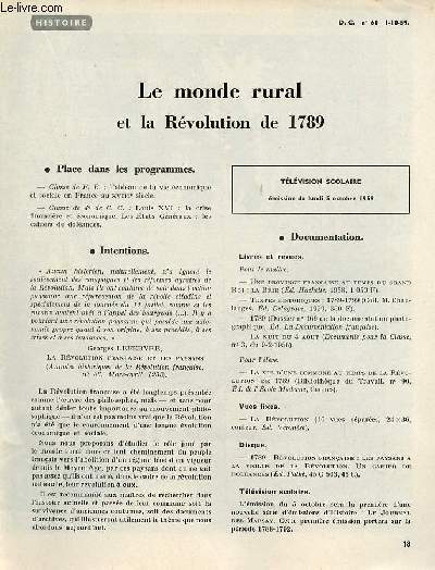 Le monde rural et la rvolution de 1739 - Histoire documents pour la classe n60 1-10-59.