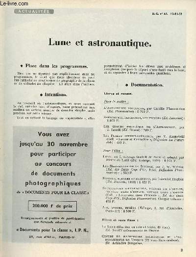 Lune et astronautique - Actualits documents pour la classe n63 12-11-59.