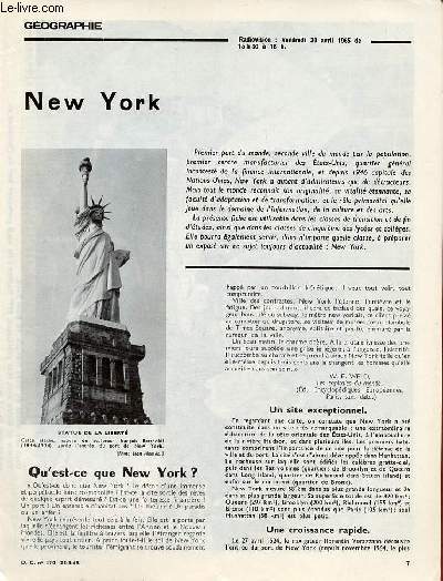 New York - Gographie documents pour la classe n170 25-3-65.