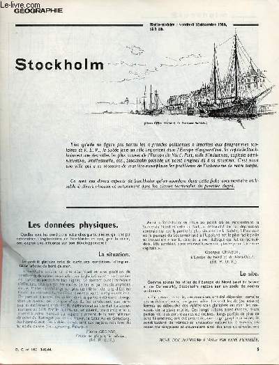 Stockholm - Gographie documents pour la classe n162 3-12-64.