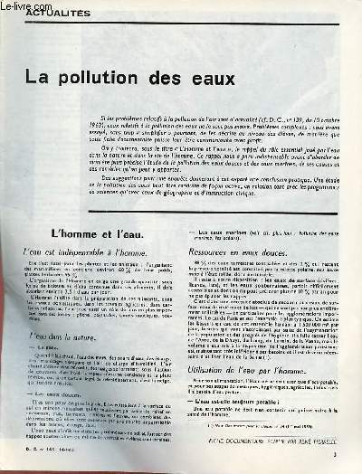 La pollution des eaux - Actualits documents pour la classe n165 14-1-65.