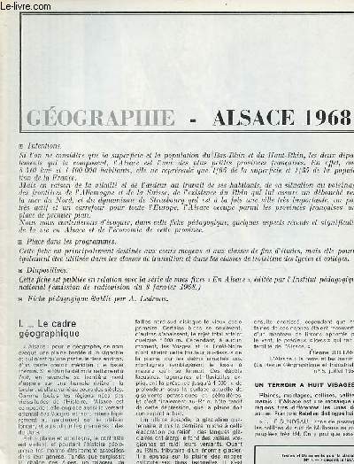 Alsace 1968 - Gographie textes et documents pour la classe n7 7 dcembre 1967.