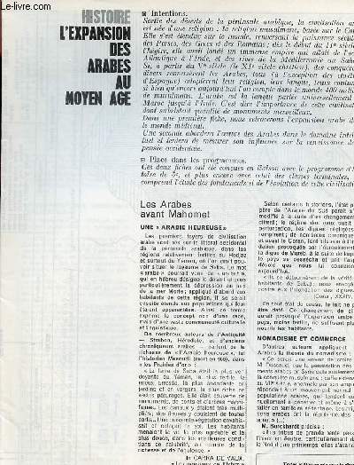 L'expansion des arabes au moyen age - Histoire textes et documents pour la classe n26 5 dcembre 1968.