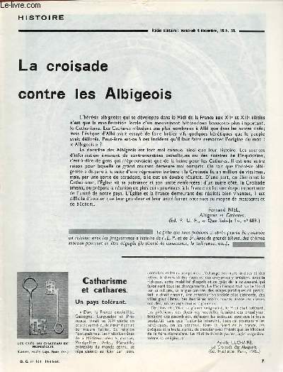 La croisade contre les Albigeois - Histoire documents pour la classe n161 19-11-64.