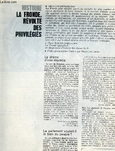 La fronde, rvolte des privilgis - Histoire textes et documents pour la classe n31 13 fvrier 1969.