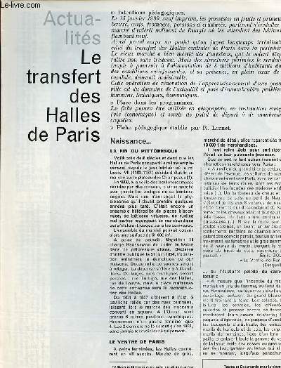 Le transfert des Halles de Paris - Actualits textes et documents pour la classe n22 24 octobre 1968.
