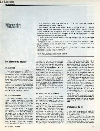 Mazarin - Histoire documents pour la classe n208 13-4-67.