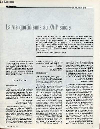 La vie quotidienne au XVIIe sicle - Histoire documents pour la classe n206 2-3-67.