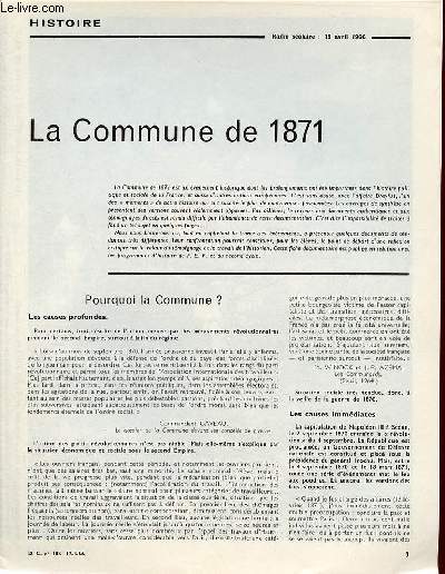 La Commune de 1871 - Histoire documents pour la classe n188 17-3-66.