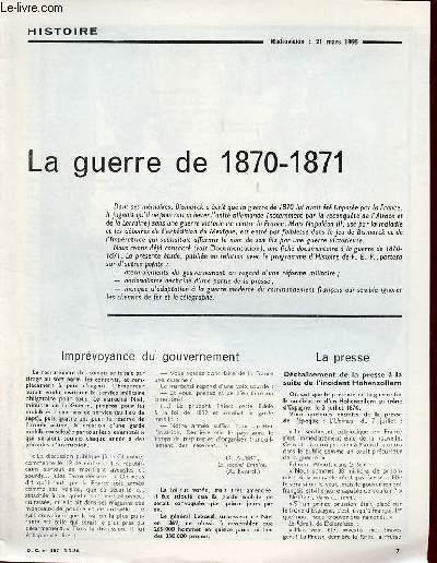 La guerre de 1870-1871 - Histoire documents pour la classe n187 3-3-66.