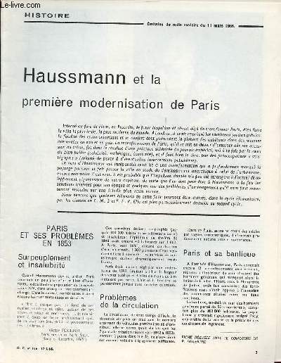 Haussmann et la premire modernisation de Paris - Histoire documents pour la classe n186 17-2-66.