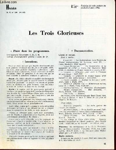 Les trois glorieuses - Histoire documents pour la classe n108 18-1-62.