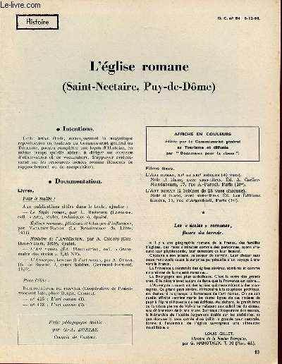 L'glise romane (Saint-Nectaire, Puy-de-Dme) - Histoire documents pour la classe n84 8-12-60.
