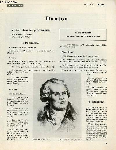 Danton - Histoire documents pour la classe n62 29-10-59.