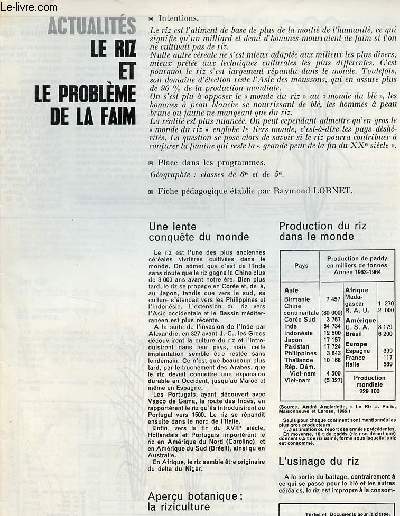 Le riz et le problme de la faim - Actualits textes et documents pour la classe n38 5 juin 1969.