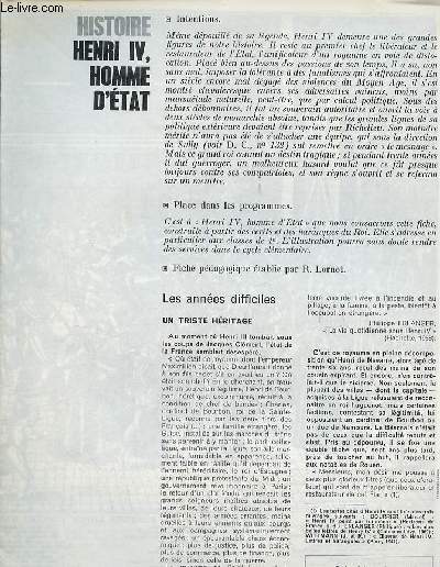 Henri IV homme d'tat - Histoire textes et documents pour la classe n29 16 janvier 1969.
