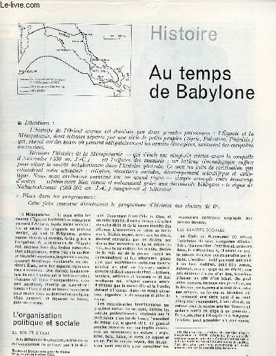 Au temps de Babylone - Histoire textes et documents pour la classe n2 28 sept. 1967.