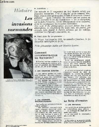 Les invasions normandes - Histoire textes et documents pour la classe n3 12 oct.1967.
