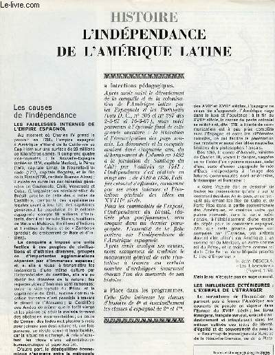 L'indpendance de l'Amrique latine - Histoire textes et documents pour la classe n16 25 avril 1968.