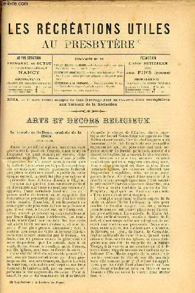 Les rcrations utiles au presbytre n26 - Le temple catholique symbole de la croix - sur le diapason - bain sensibilisateur Whitehall pour clichs photographiques - danse de pantins - nouvel alambic Deroy - taille de la vigne d'aprs le systme guyot.