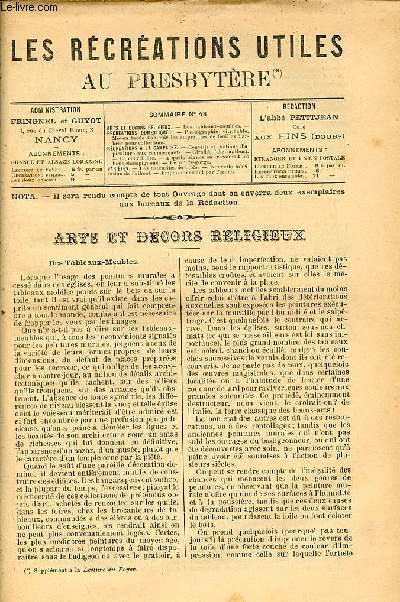 Les rcrations utiles au presytre n48 -Des tableaux-meubles - photographie vitrifiable - moyen facile d'obtenir les empreintes des feuilles d'arbres pour collections - les feux des pharmaciens - conseils et notions d'paiculture aux commenants etc.